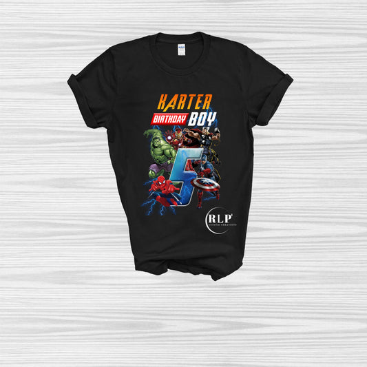 Karter's Marvel Birthday Shirts